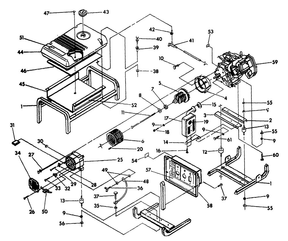 Generator Diagram and Parts List for 9803-0-MC  Briggs and Stratton Generator